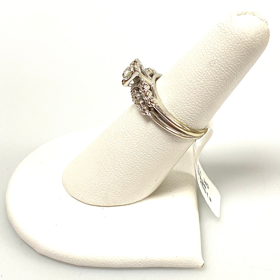u759 Vintage 14K White Gold Women's Engagement Ring .25cts Diamond Size 6.5