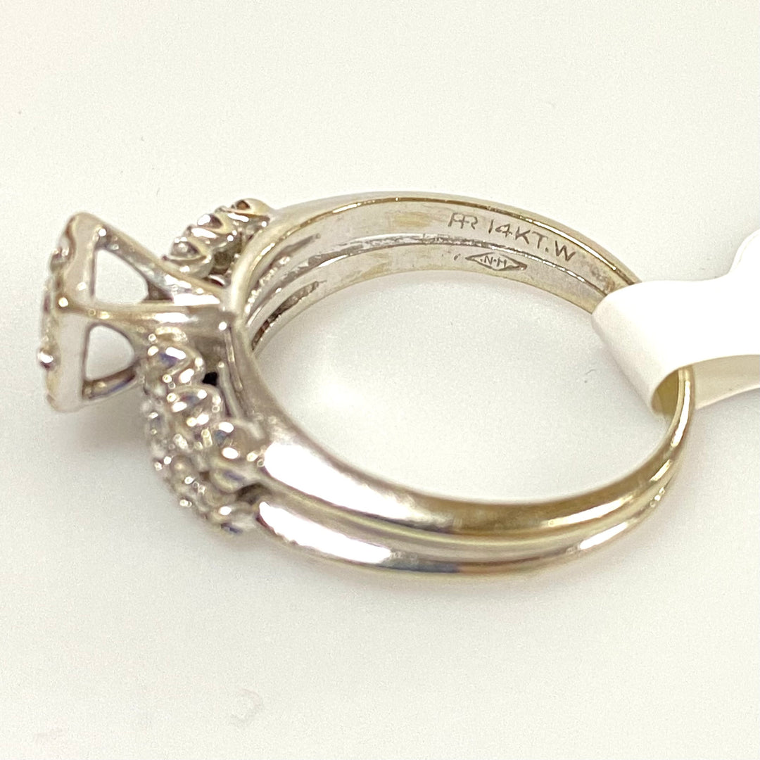 u759 Vintage 14K White Gold Women's Engagement Ring .25cts Diamond Size 6.5