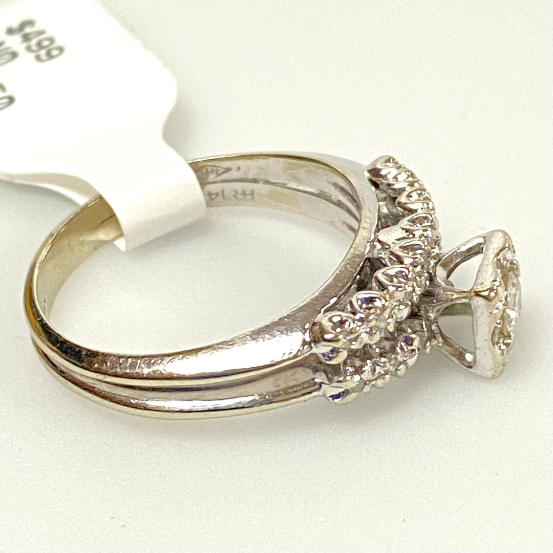 u759 Vintage 14K White Gold Women's Engagement Ring .25cts Diamond Size 6.5