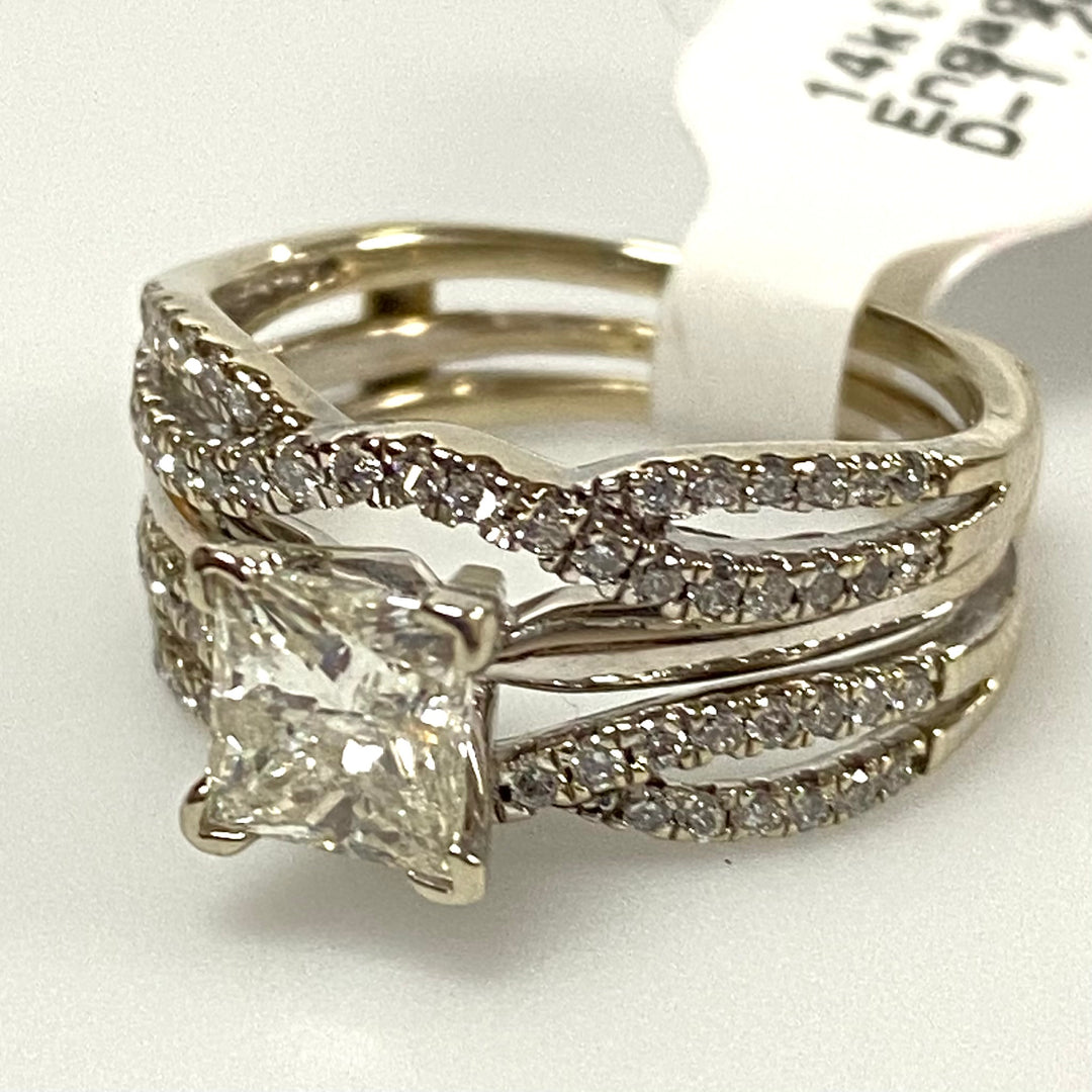 u760 Vintage 14K White Gold Women's Engagement Ring 1.25cts Diamond Size 6.25-6.5