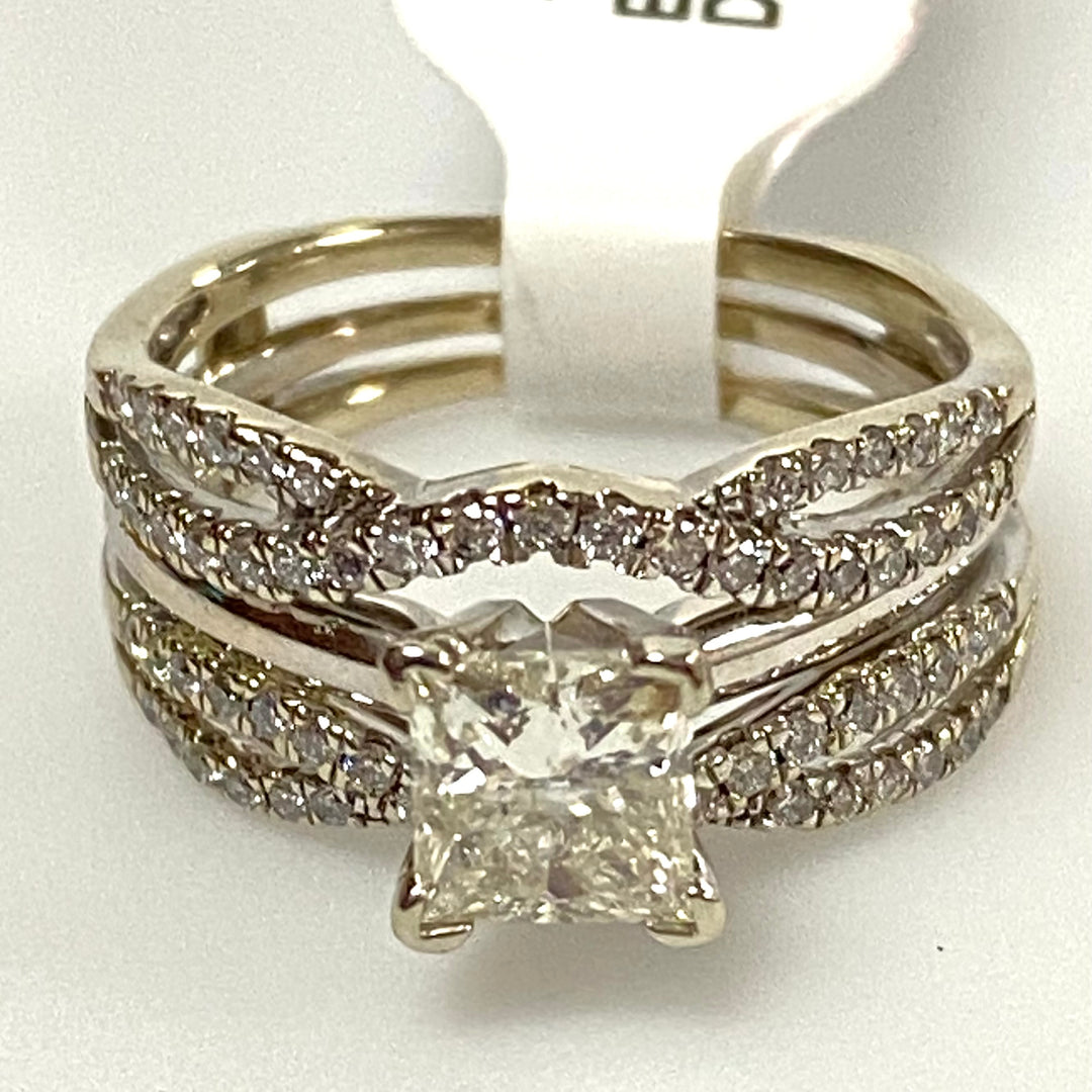 u760 Vintage 14K White Gold Women's Engagement Ring 1.25cts Diamond Size 6.25-6.5