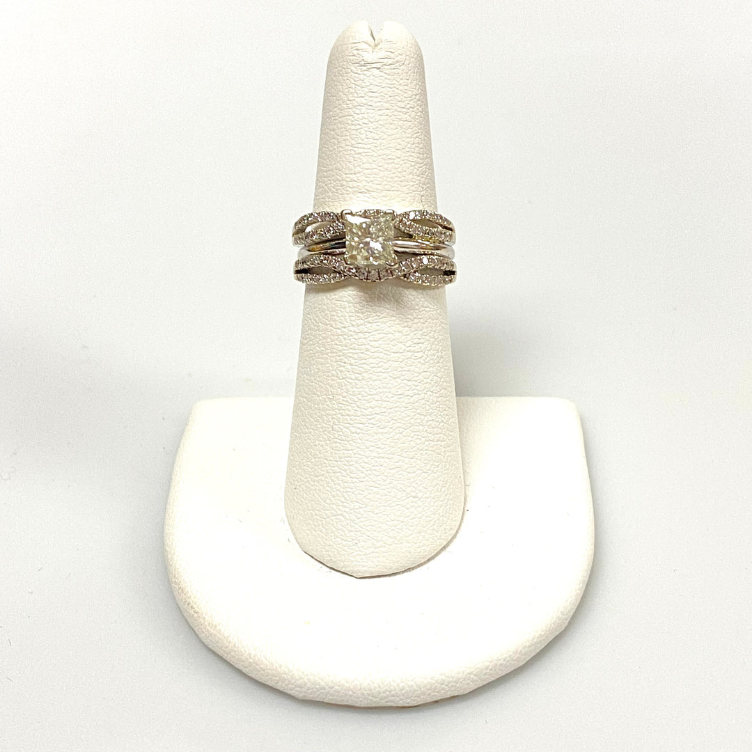 u760 Vintage 14K White Gold Women's Engagement Ring 1.25cts Diamond Size 6.25-6.5