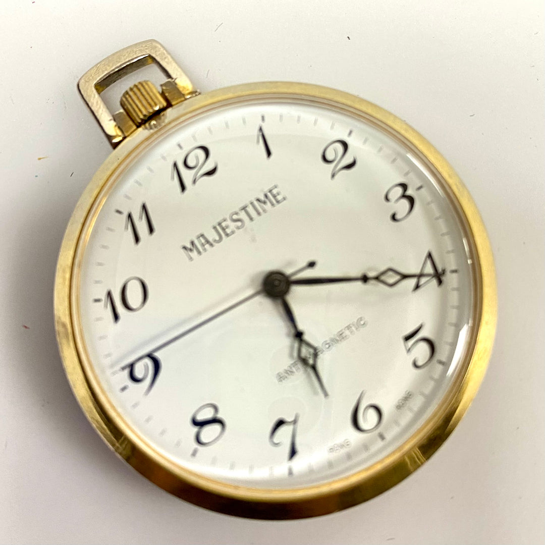 u762 Vintage Majestime Antimagnetic Mechanical Movement Pocket Watch 1 Jewel
