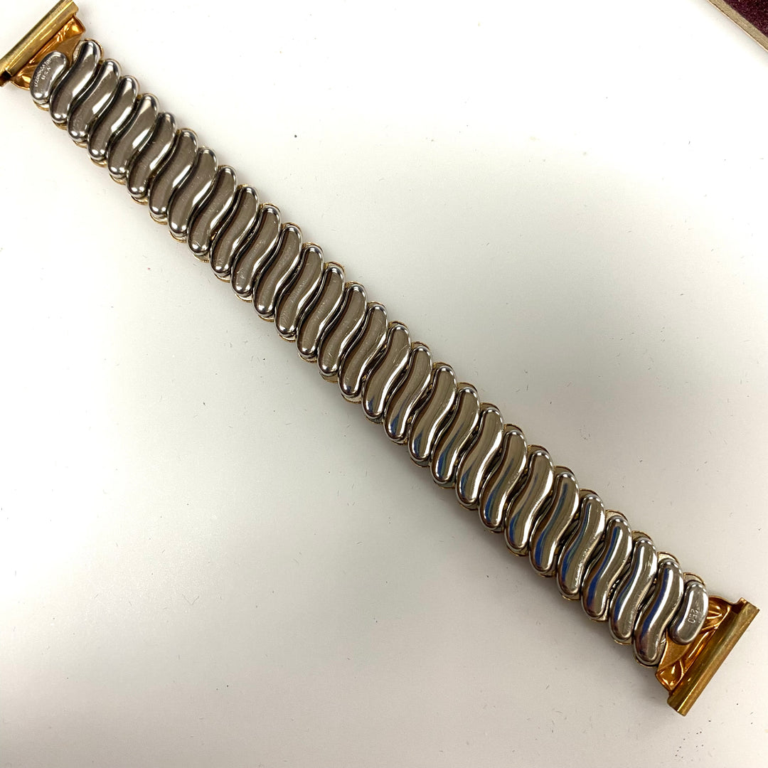 U766 Vintage 1/20 12K GF Stainless Steel One-Piece Stretchy Watch Band Bracelet