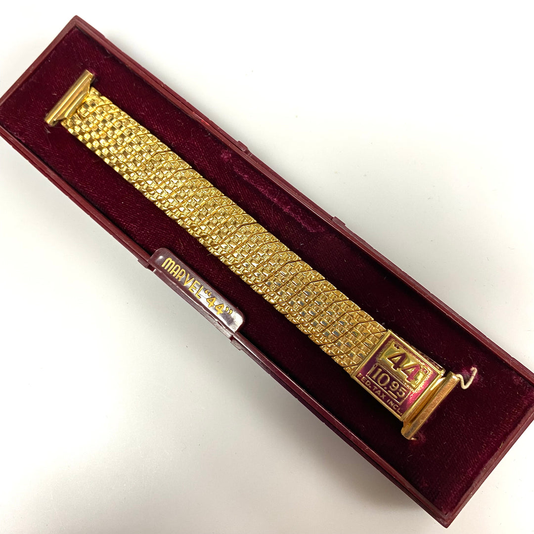 U766 Vintage 1/20 12K GF Stainless Steel One-Piece Stretchy Watch Band Bracelet