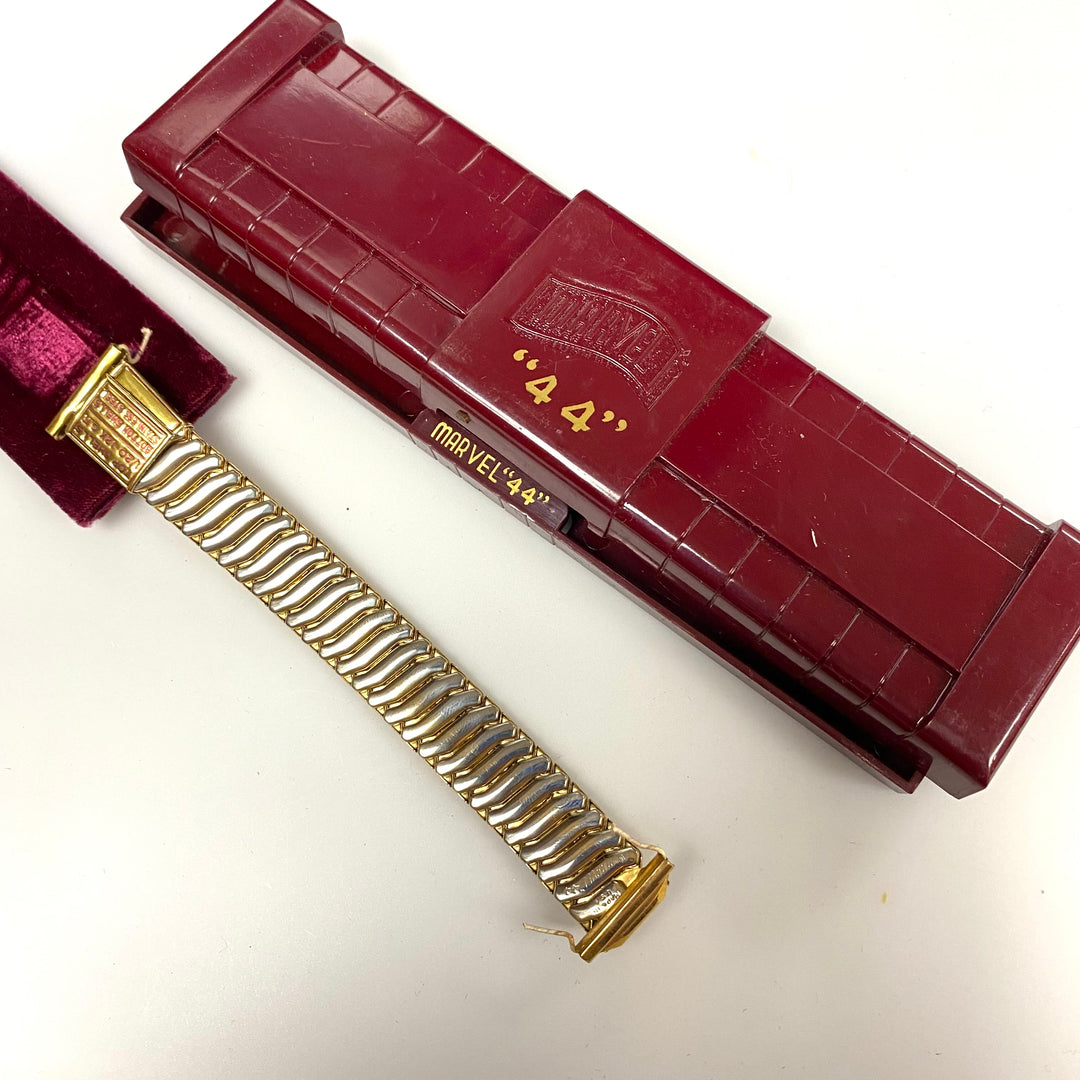 U766 Vintage 1/20 12K GF Stainless Steel One-Piece Stretchy Watch Band Bracelet