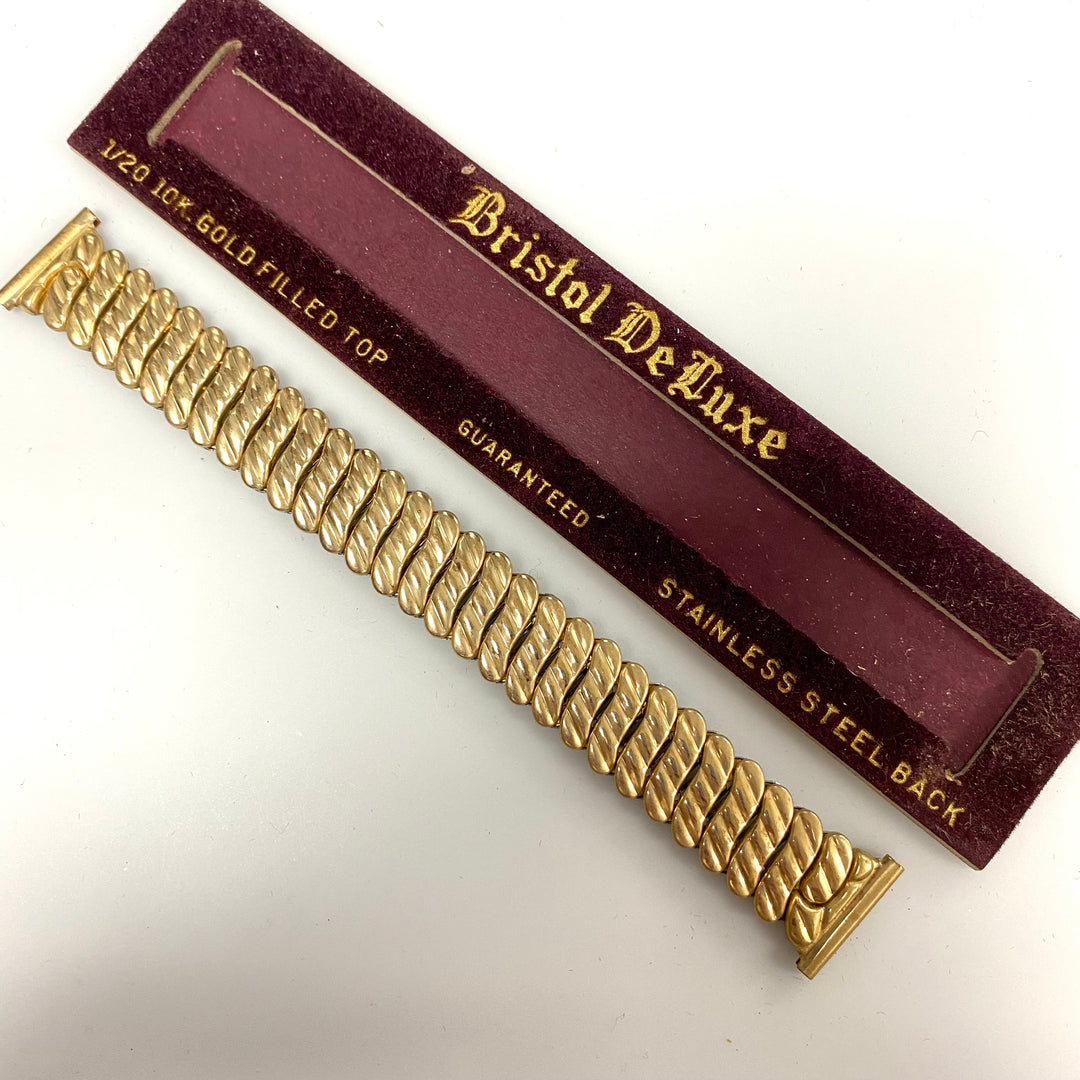 U767 Vintage 1/20 10K GF Stainless Steel One-Piece Stretchy Watch Band Bracelet