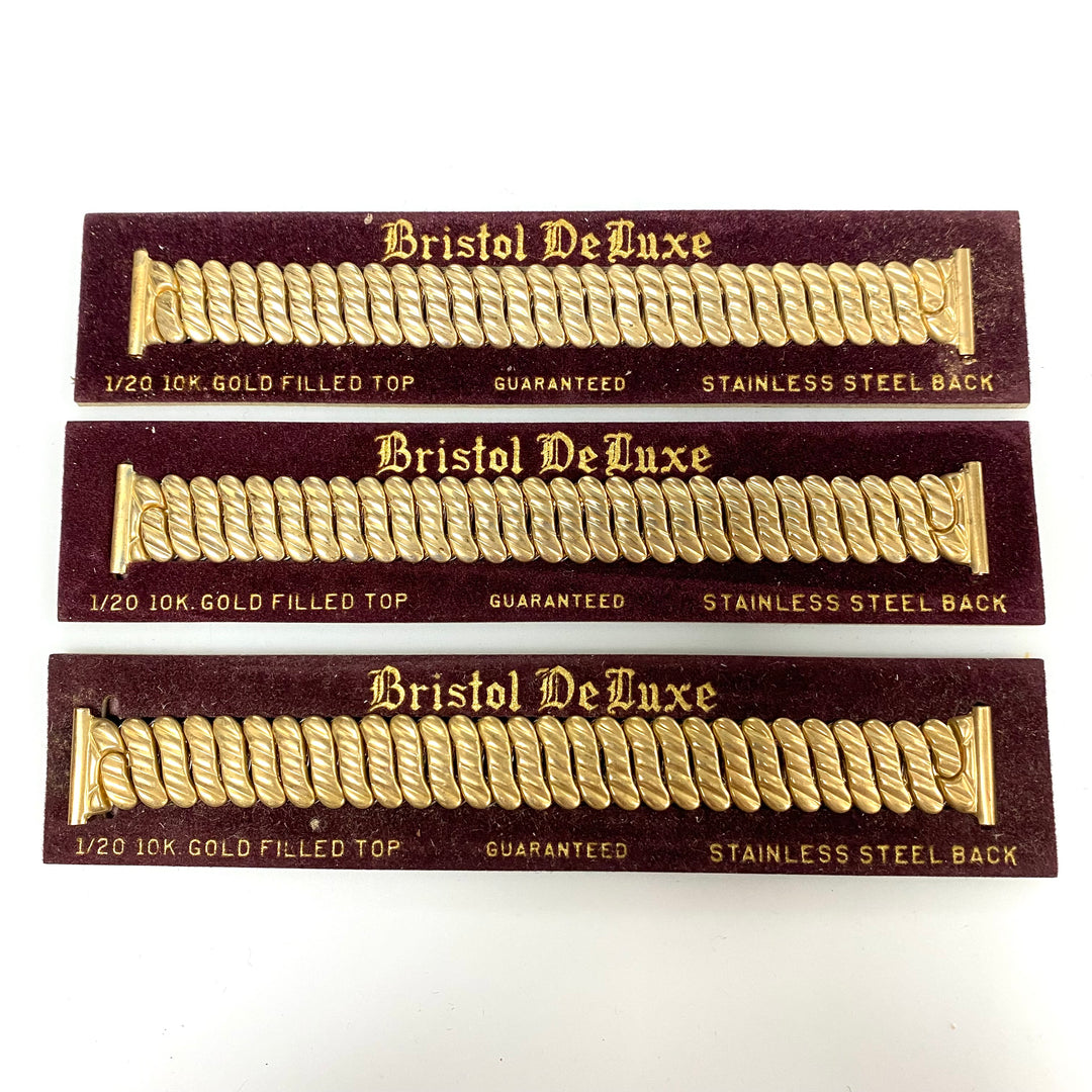 U767 Vintage 1/20 10K GF Stainless Steel One-Piece Stretchy Watch Band Bracelet