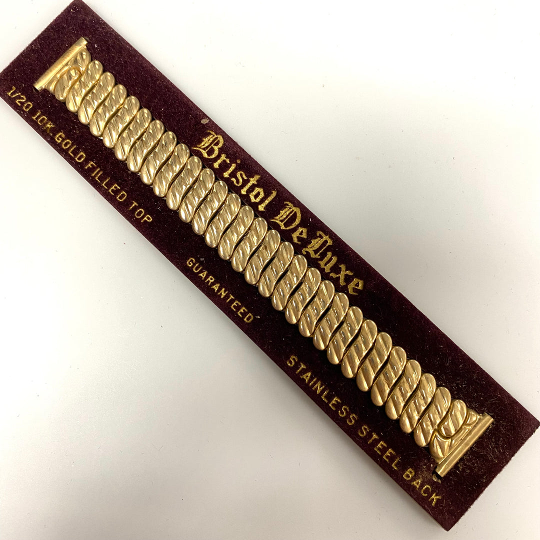 U767 Vintage 1/20 10K GF Stainless Steel One-Piece Stretchy Watch Band Bracelet