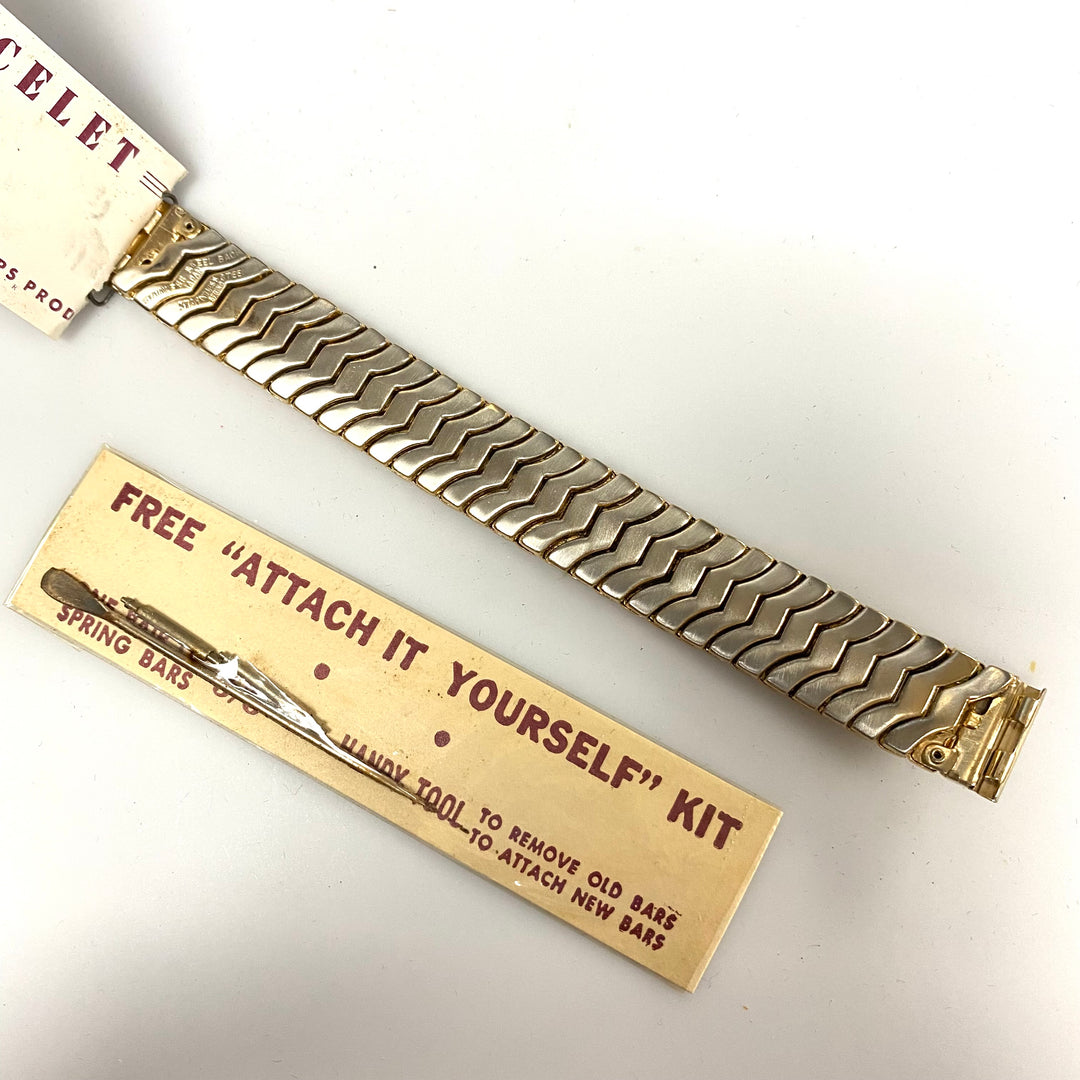 U768 Vintage Electro-Plated Stainless Steel Back One-Piece Stretchy Watch Band