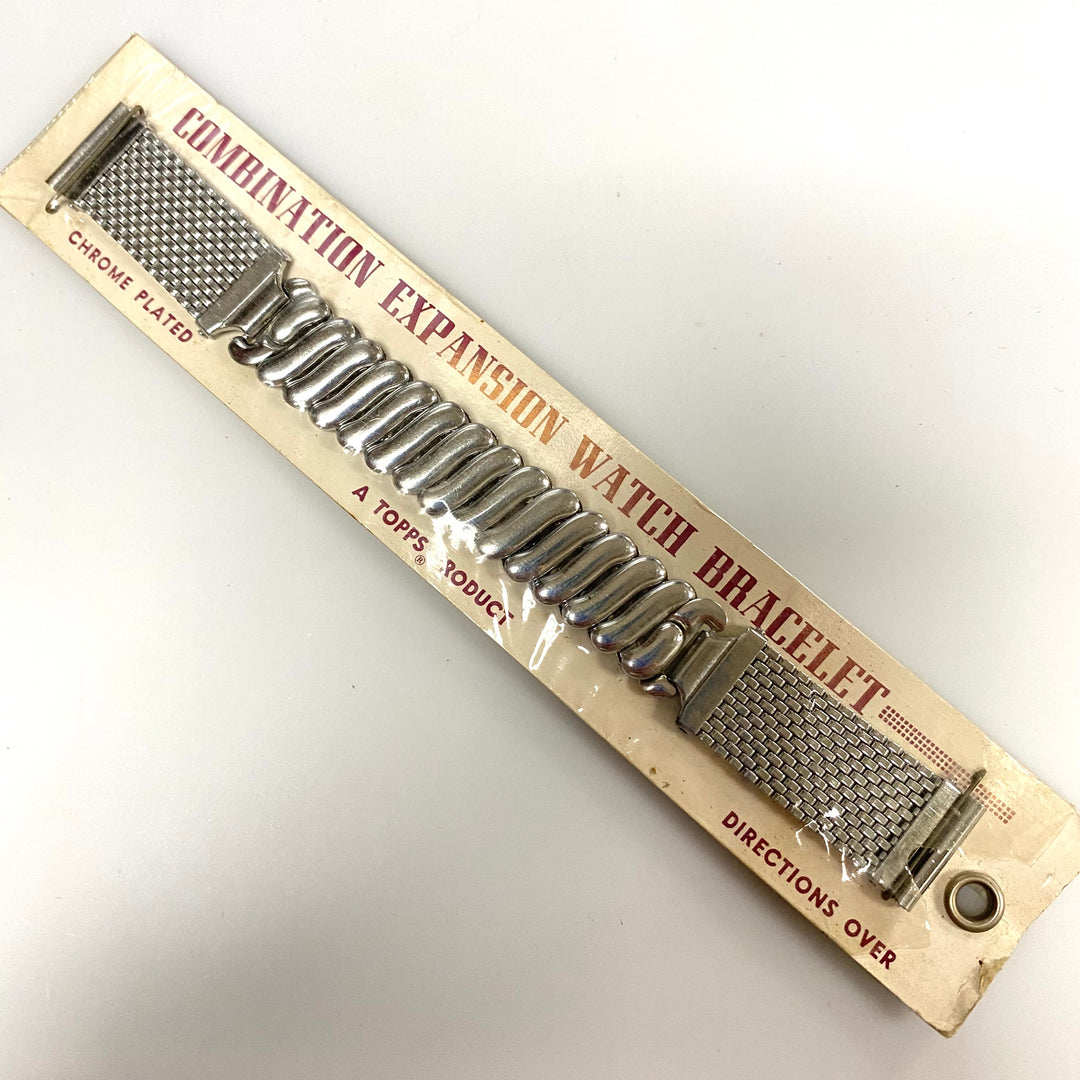 u769 Vintage Chrome Plated Stainless Steel Back One-Piece Stretchy Watch Band