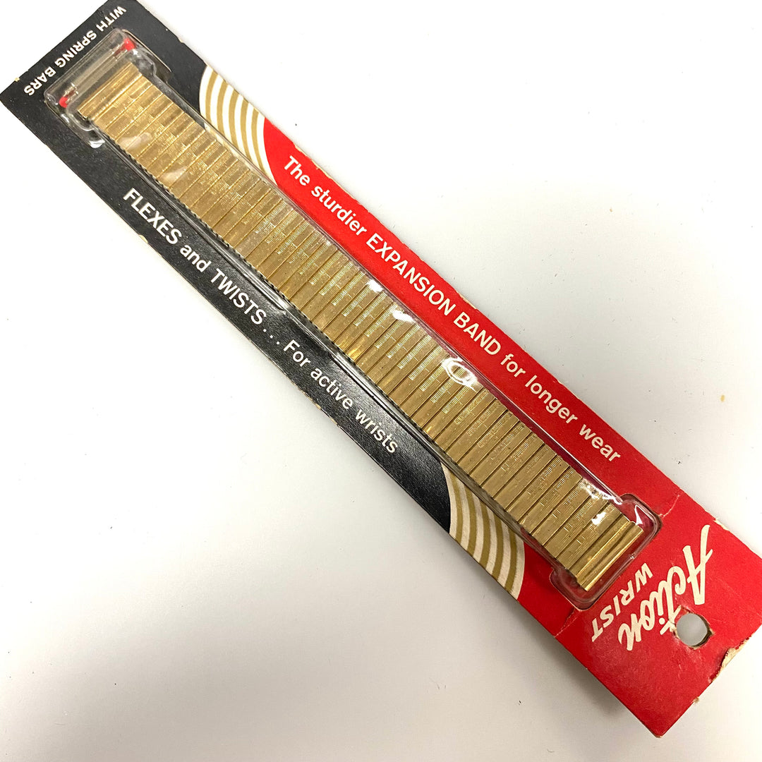 u772 Vintage Action Gold Tone Stainless Steel Back One-Piece Stretchy Watch Band