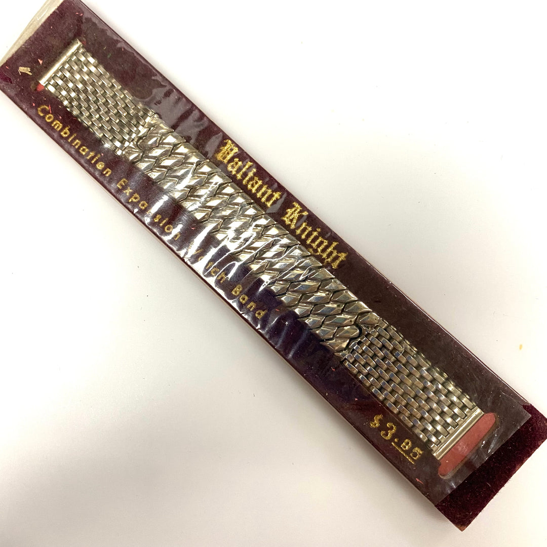 u774 Vintage Silver Tone Stainless Steel Back One-Piece Stretchy Watch Band