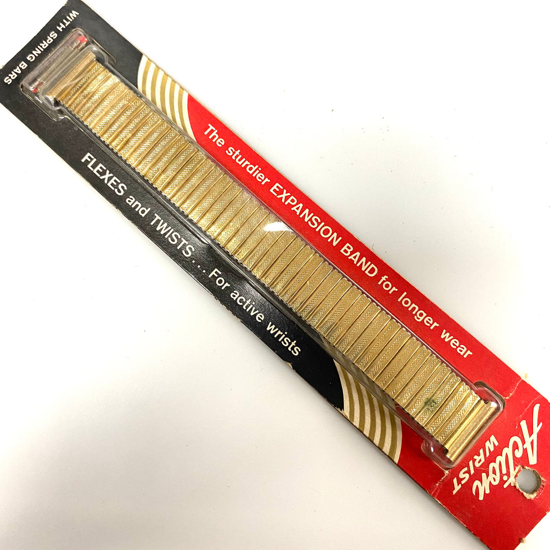 u781 Vintage Gold Tone Stainless Steel 1-Piece Stretch Watch Band Bracelet