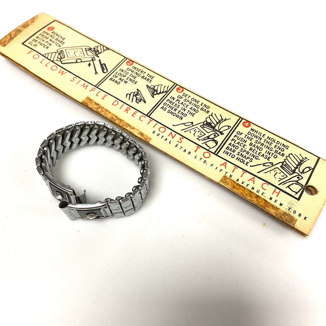 u782 Vintage Royal Star Silver Tone 1-Piece Stretchy Watch Band Bracelet