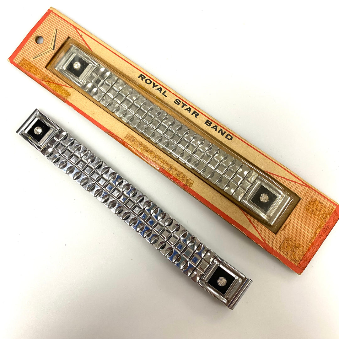 u782 Vintage Royal Star Silver Tone 1-Piece Stretchy Watch Band Bracelet