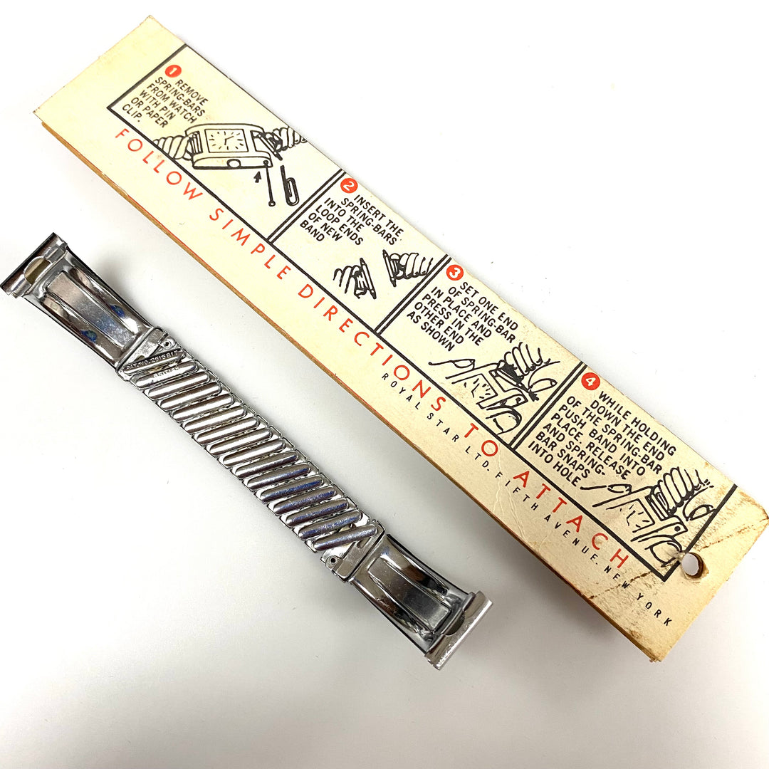 u783 Vintage Royal Star Silver Tone 1-Piece Stretch Watch Band Bracelet