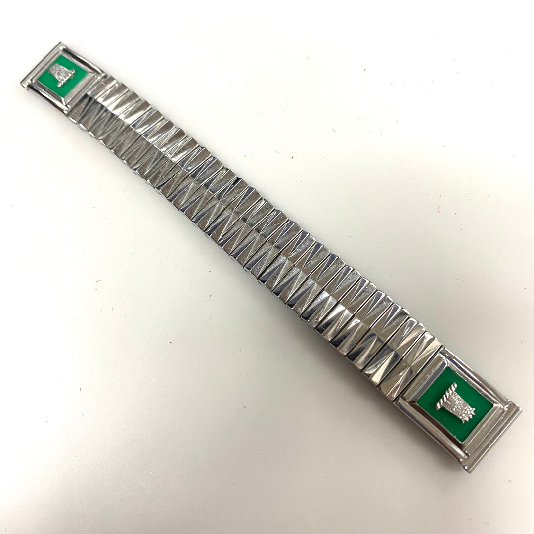 u785 Vintage 1950's Silver Tone 1-Piece Stretch Watch Band Bracelet