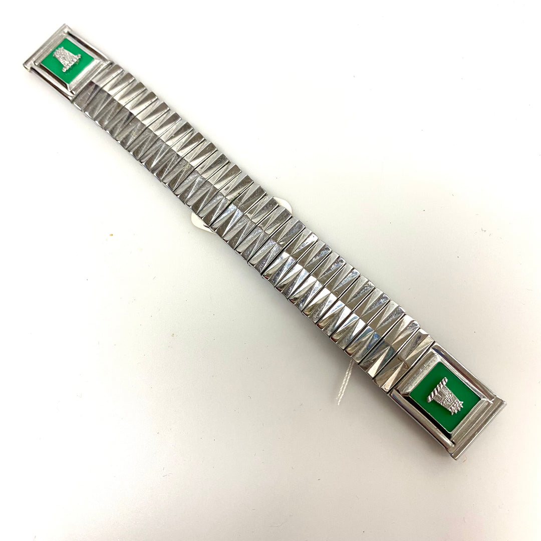 u785 Vintage 1950's Silver Tone 1-Piece Stretch Watch Band Bracelet