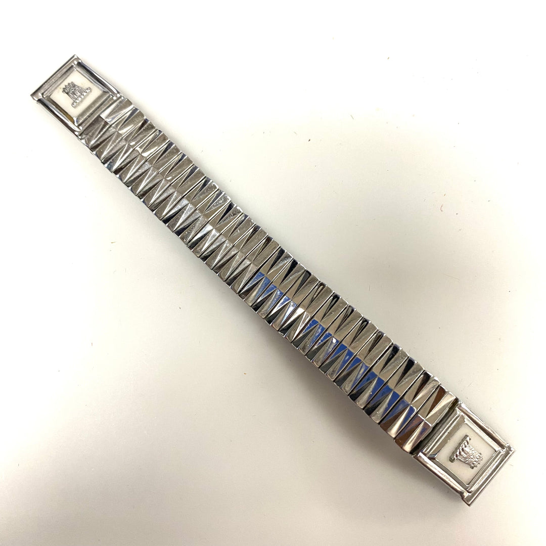 u786 Vintage 1950's Silver Tone 1-Piece Stretch Watch Band Bracelet