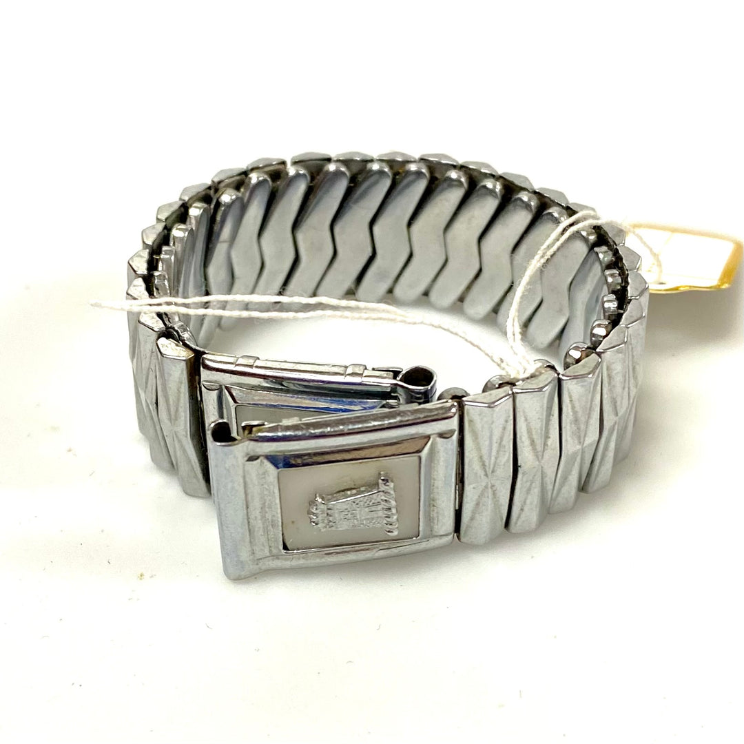 u786 Vintage 1950's Silver Tone 1-Piece Stretch Watch Band Bracelet