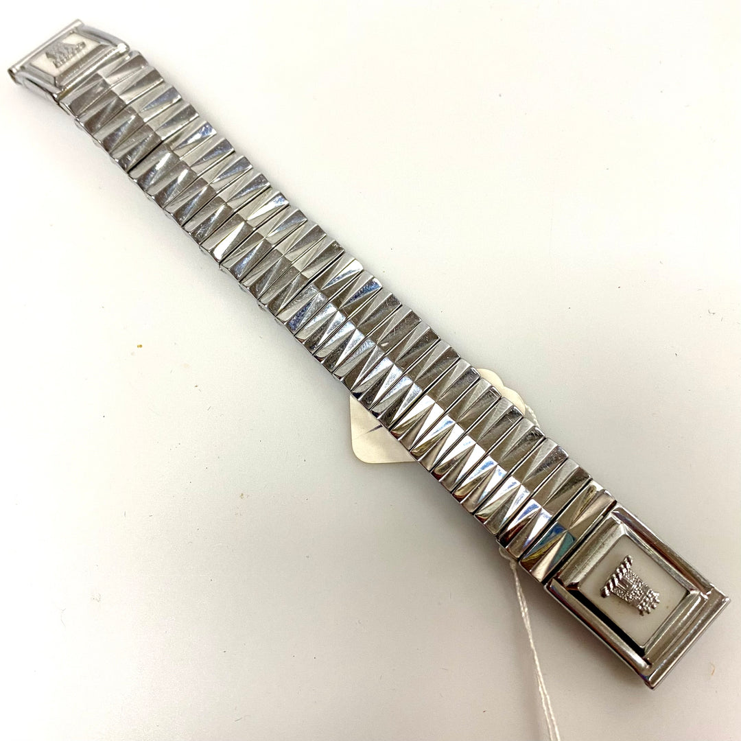 u786 Vintage 1950's Silver Tone 1-Piece Stretch Watch Band Bracelet