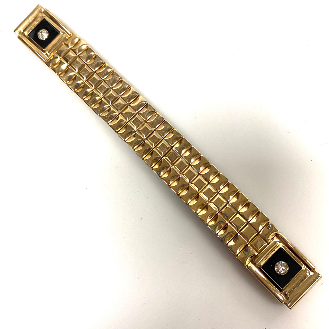 u787 Vintage 1950's Gold Tone 1-Piece Stretch Watch Band Bracelet