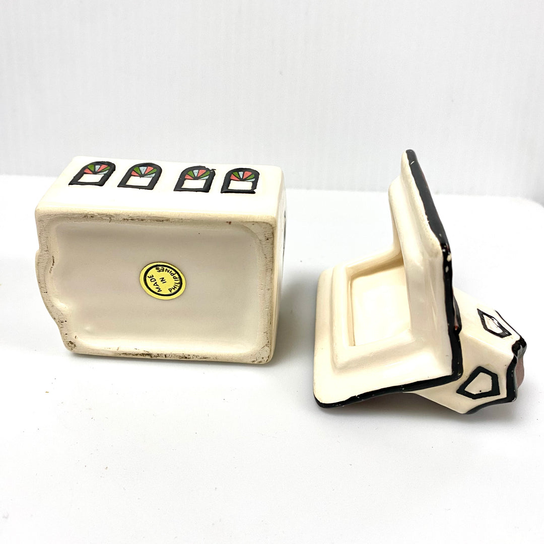 u795 Ceramic Hand-painted Little House Trinket Jewelry Gift Coin Souvenir Box