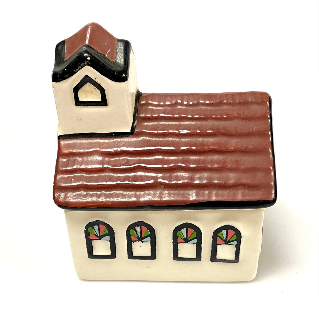 u795 Ceramic Hand-painted Little House Trinket Jewelry Gift Coin Souvenir Box