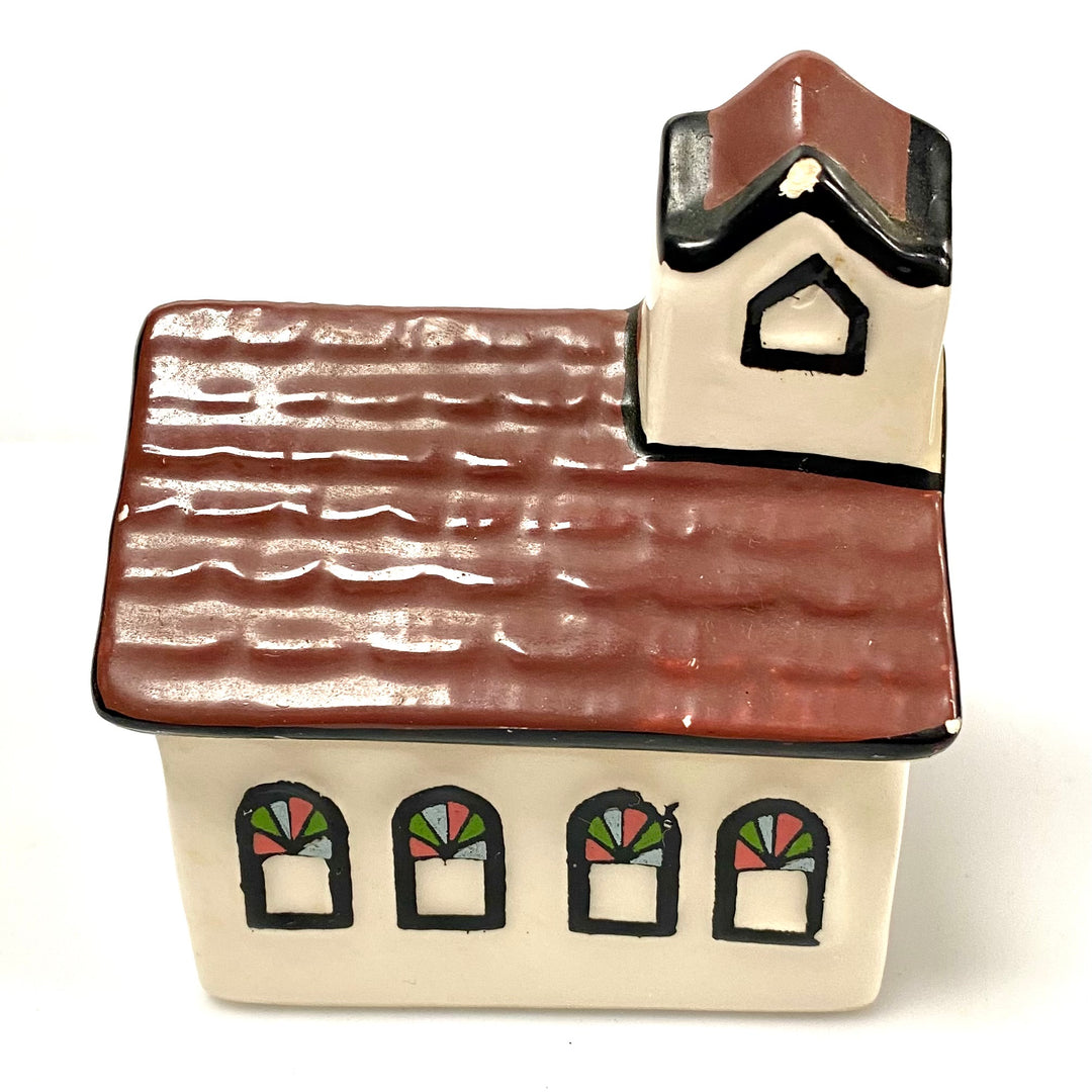 u795 Ceramic Hand-painted Little House Trinket Jewelry Gift Coin Souvenir Box