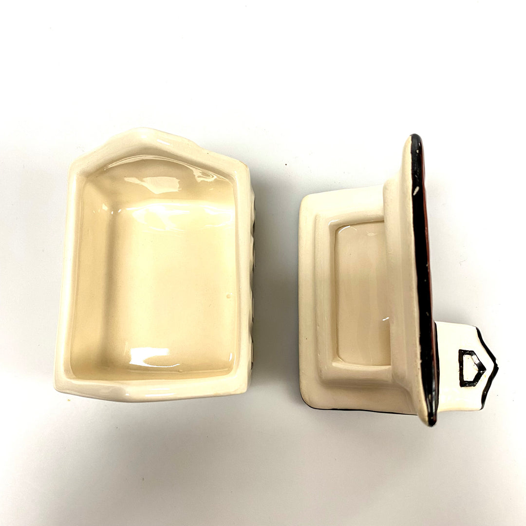 u795 Ceramic Hand-painted Little House Trinket Jewelry Gift Coin Souvenir Box