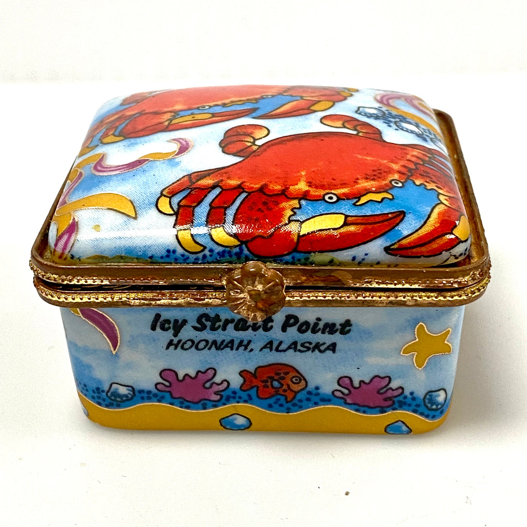 u796 Ceramic Icy Strait Point Alaska Trinket Jewelry Gift Coin Souvenir Box
