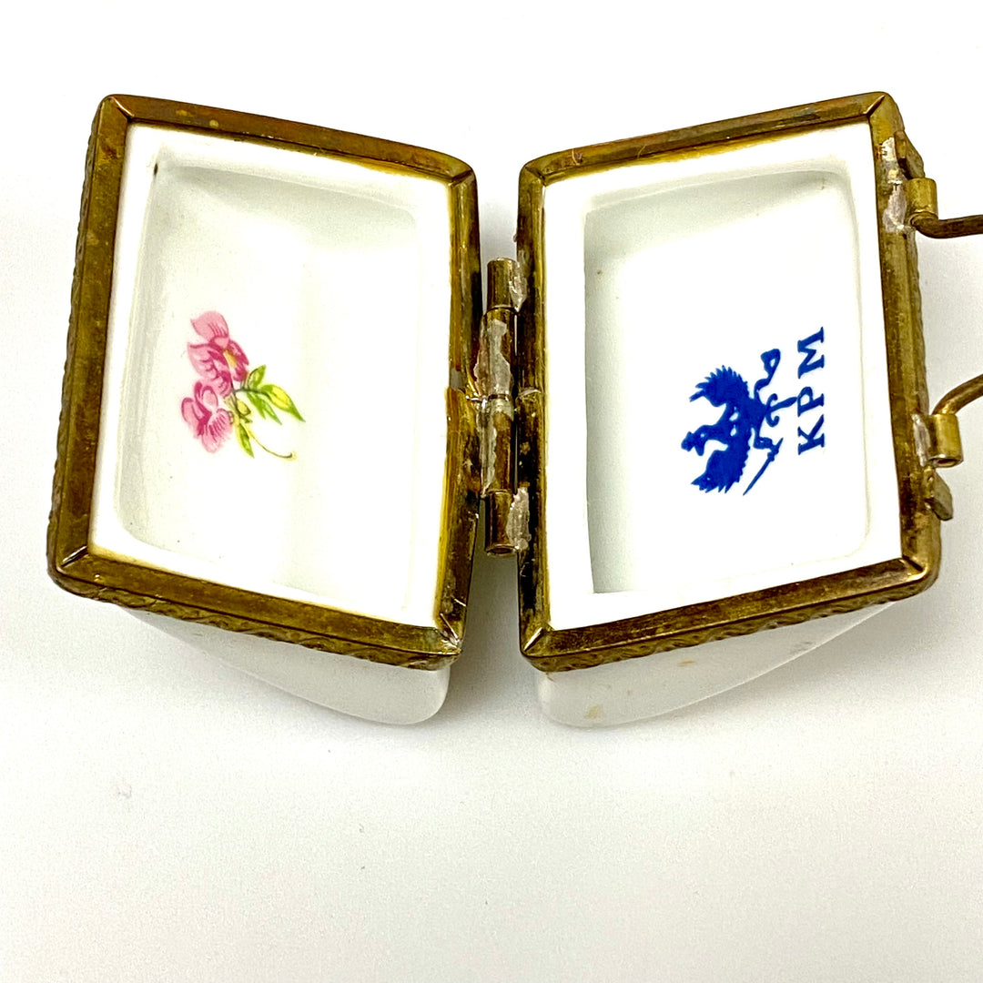 u797 Antique KPM Porcelain Collection Purse Trinket Jewelry Gift Souvenir Box
