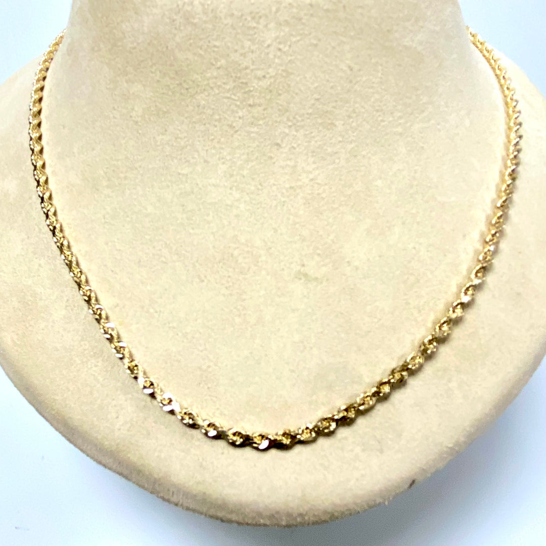 u810 Vintage 14K Yellow Gold Rope Style Link Chain Necklace 20" Long
