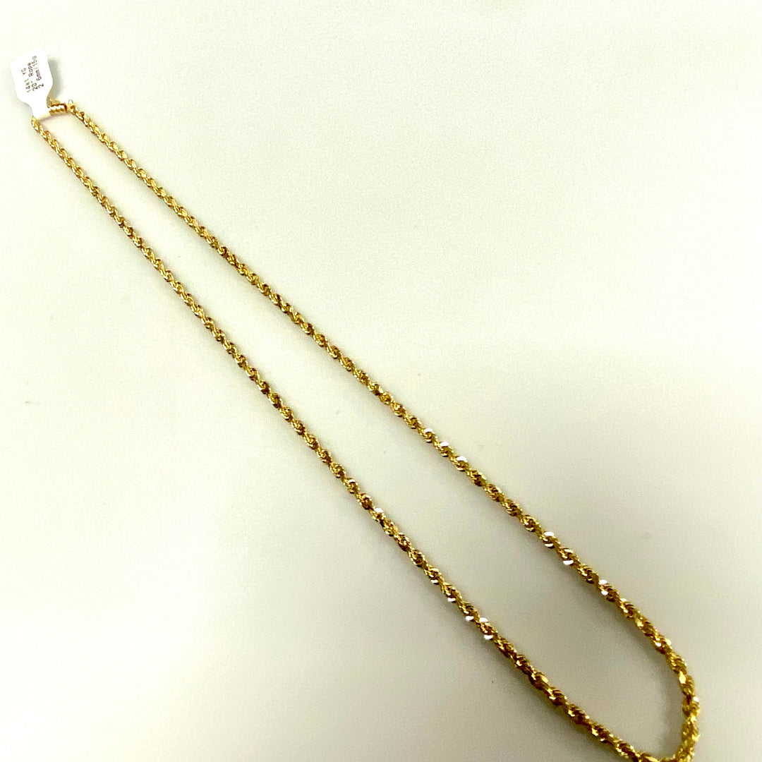 u810 Vintage 14K Yellow Gold Rope Style Link Chain Necklace 20" Long