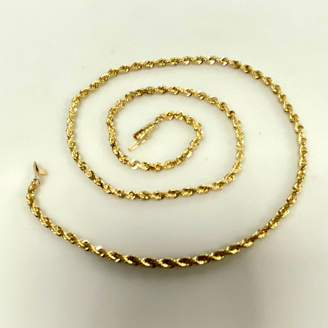 u810 Vintage 14K Yellow Gold Rope Style Link Chain Necklace 20" Long