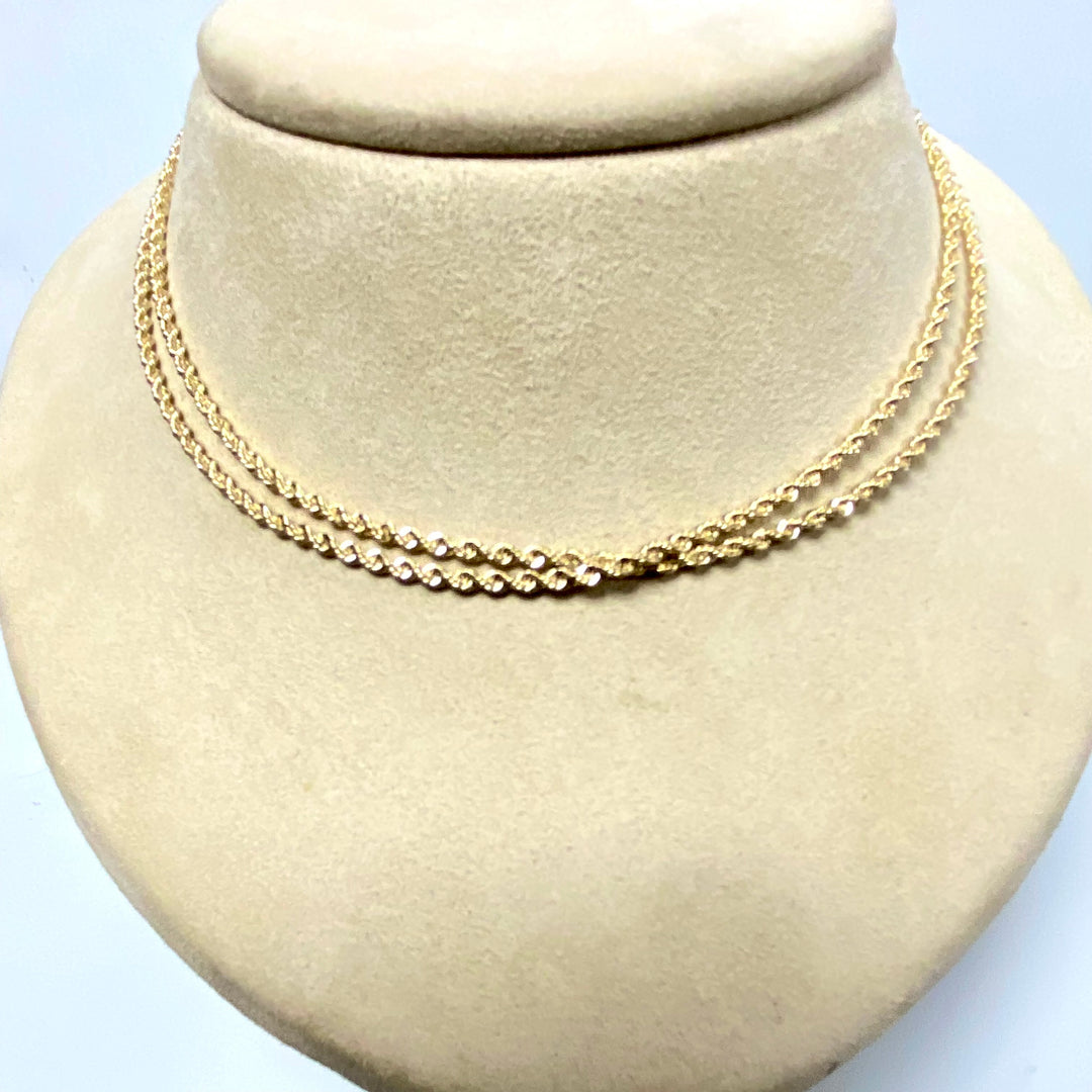 u811 Vintage 14K Yellow Gold Rope Style Link Chain Necklace 29.5" Long