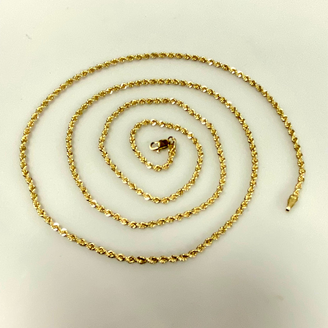 u811 Vintage 14K Yellow Gold Rope Style Link Chain Necklace 29.5" Long