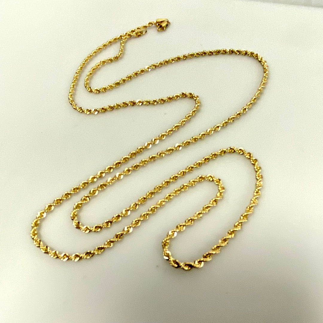 u811 Vintage 14K Yellow Gold Rope Style Link Chain Necklace 29.5" Long