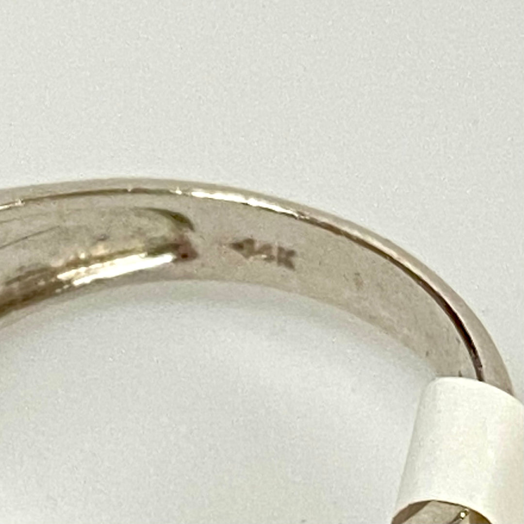 u815 Vintage 14K White Gold Tanzanite Diamond .05cts Engagement Ring Diamond 9.25