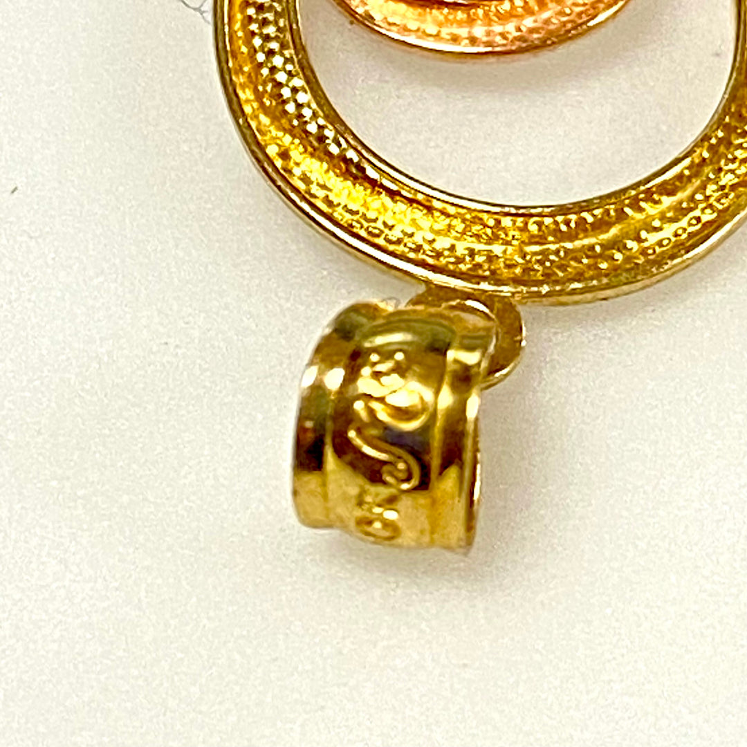 u819 Vintage 10K White Yellow Rose Gold Three Hearts Pendant Charm "Ma"