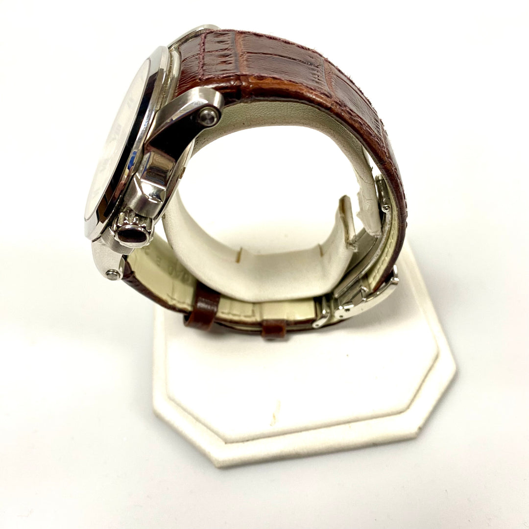 u829 SEIKO Premier Kinetic Direct Stainless Steel Original Leather Wrist Watch