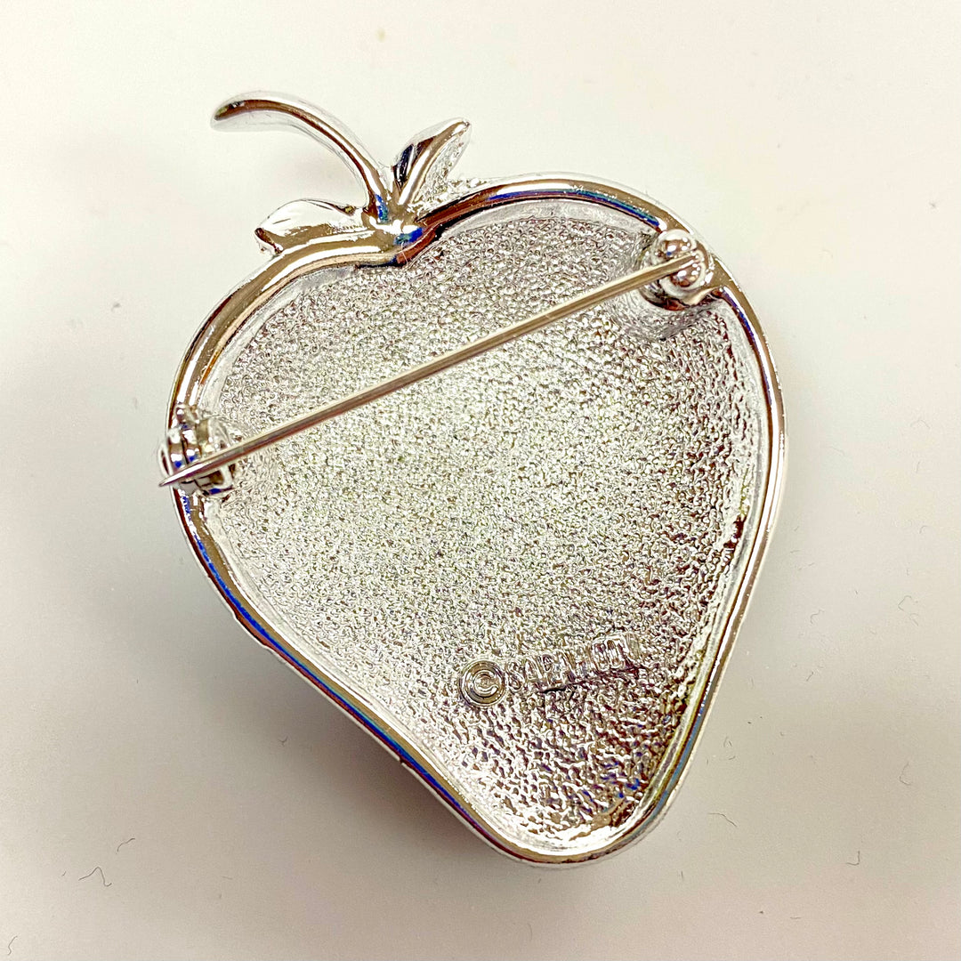 u831 Vintage Sarah Coventry 3pc Set Clip Earrings Matching Brooch Pin Strawberry