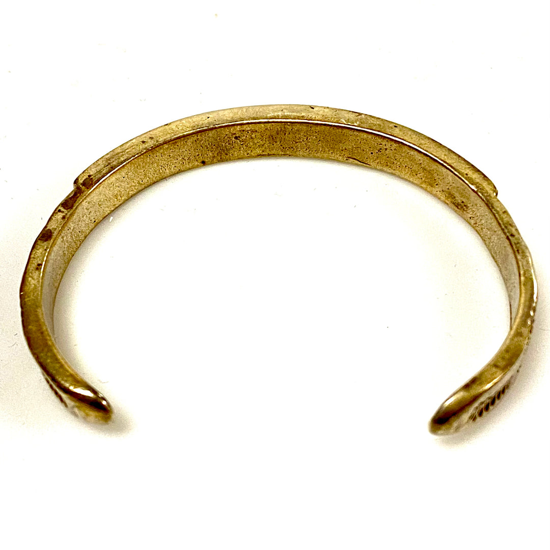 u858 Vintage Cuff Bracelet Inlaid Natural Stones Sterling