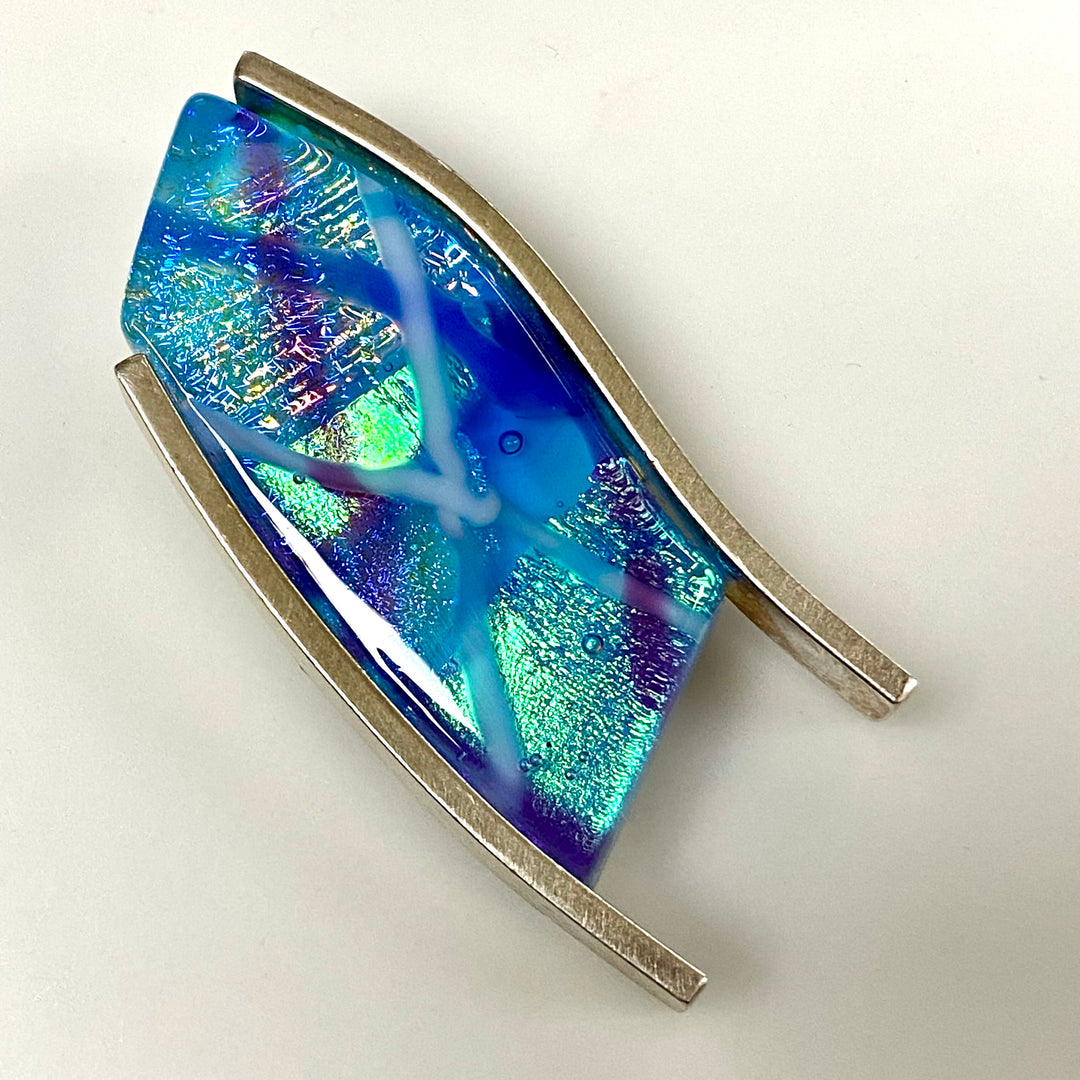 u868 Vintage Sterling Silver Blue Stone Elegant Slider Pendant Charm