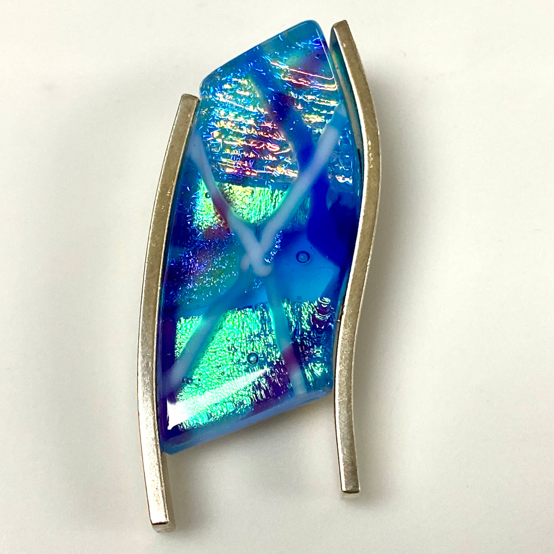 u868 Vintage Sterling Silver Blue Stone Elegant Slider Pendant Charm