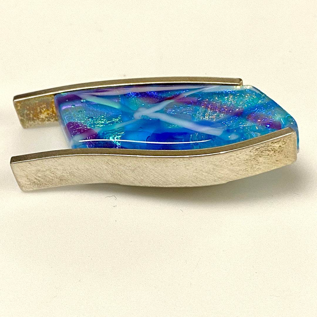 u868 Vintage Sterling Silver Blue Stone Elegant Slider Pendant Charm