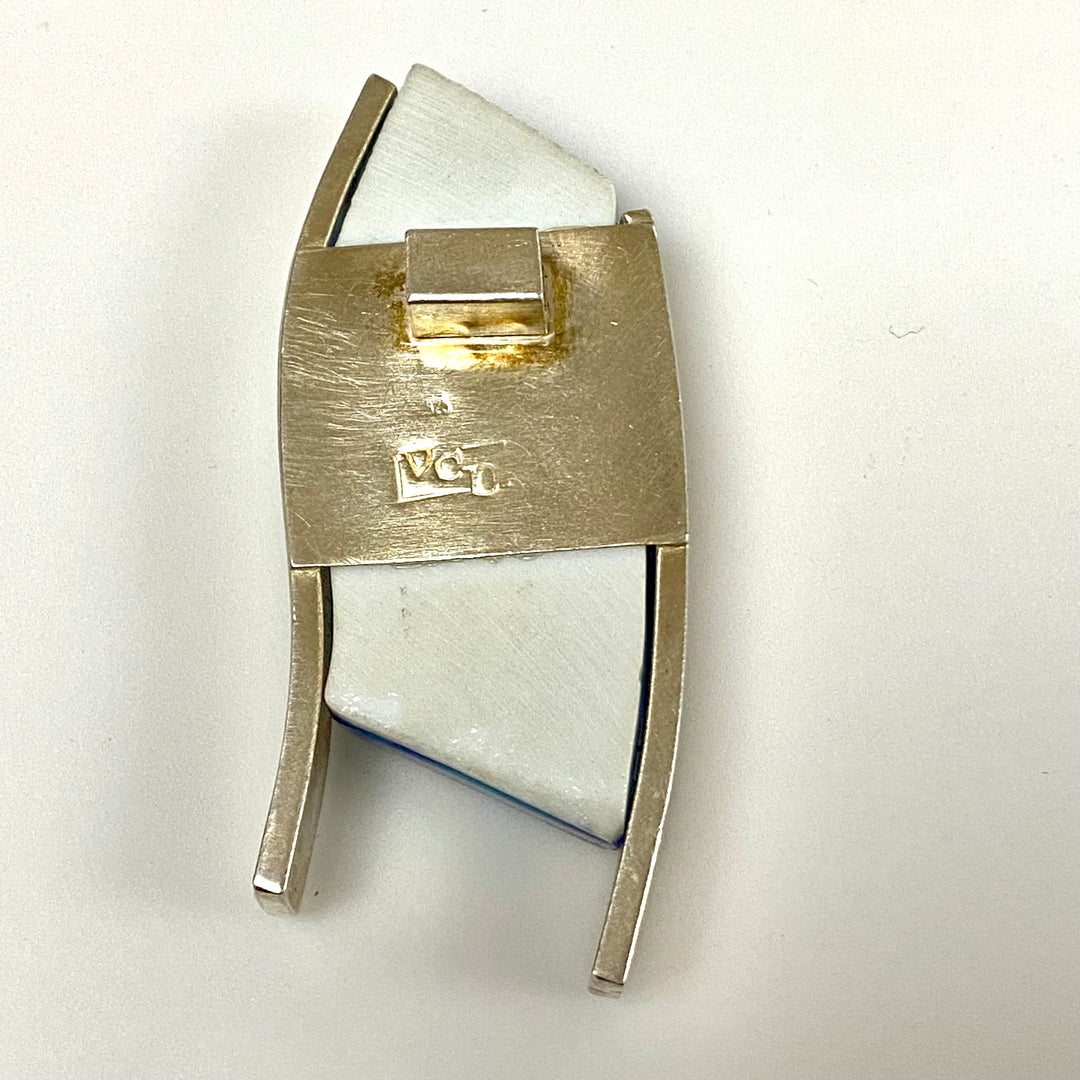 u868 Vintage Sterling Silver Blue Stone Elegant Slider Pendant Charm