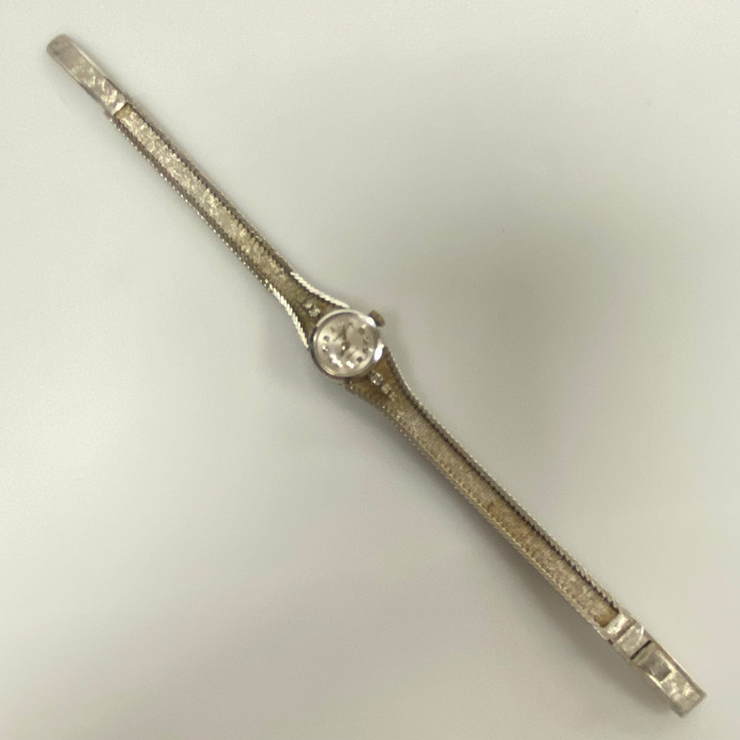 u876 RADO Vintage Swiss Made 18k White Gold Mechanical .09cts. Diamond Wrist Watch