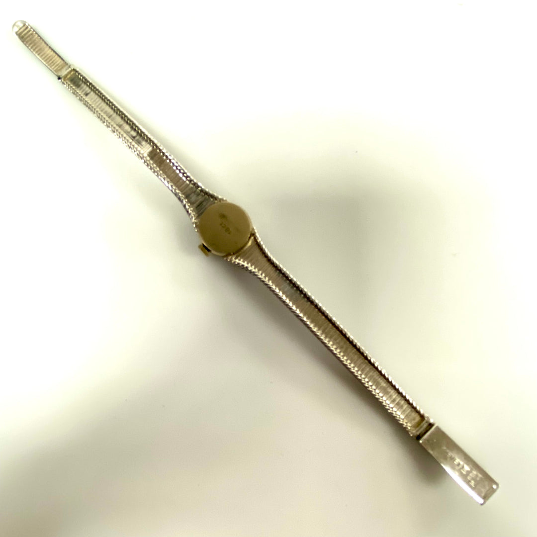 u876 RADO Vintage Swiss Made 18k White Gold Mechanical .09cts. Diamond Wrist Watch